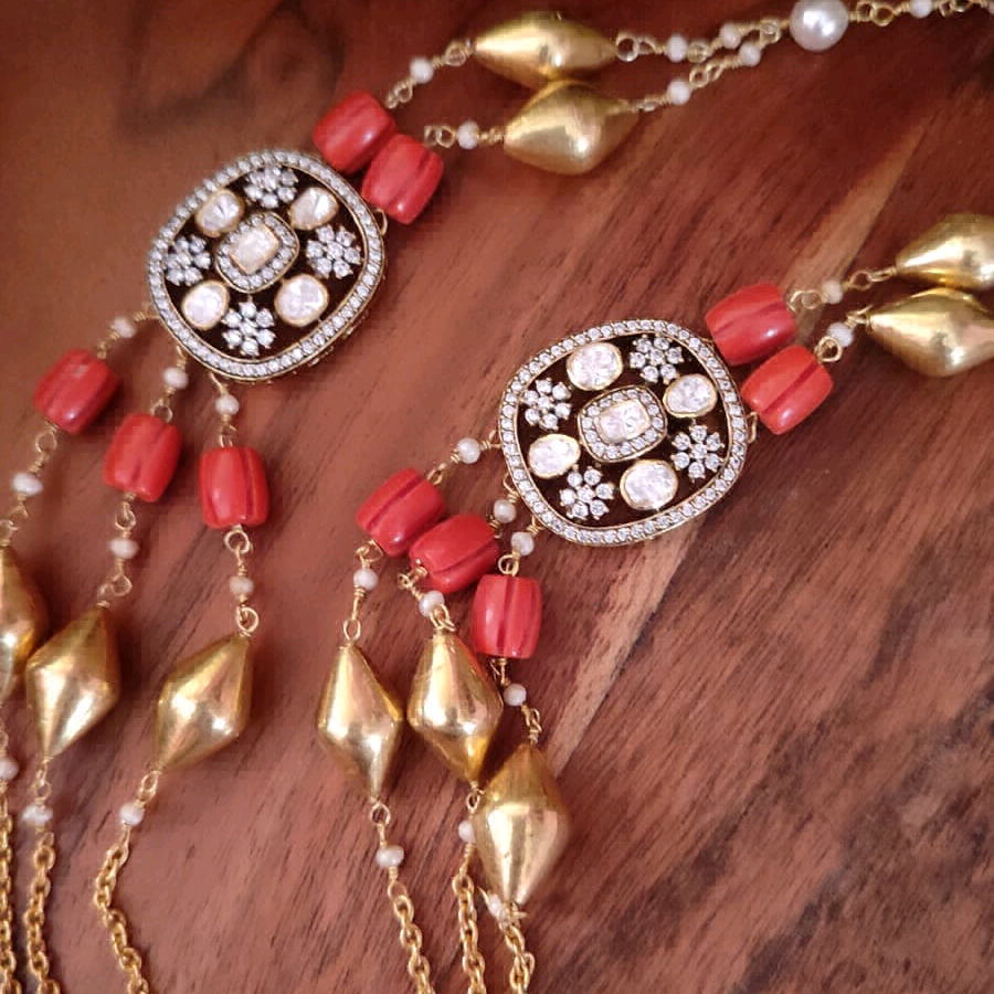 Coral Moissanite Necklace 